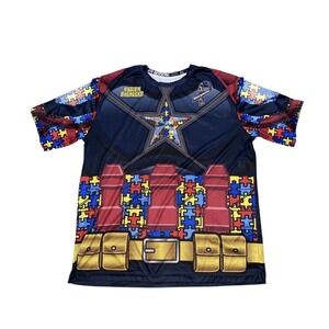 Autism Avengers Awareness puzzles Berserk Athletics T Shirt Mens 2X Stretch
